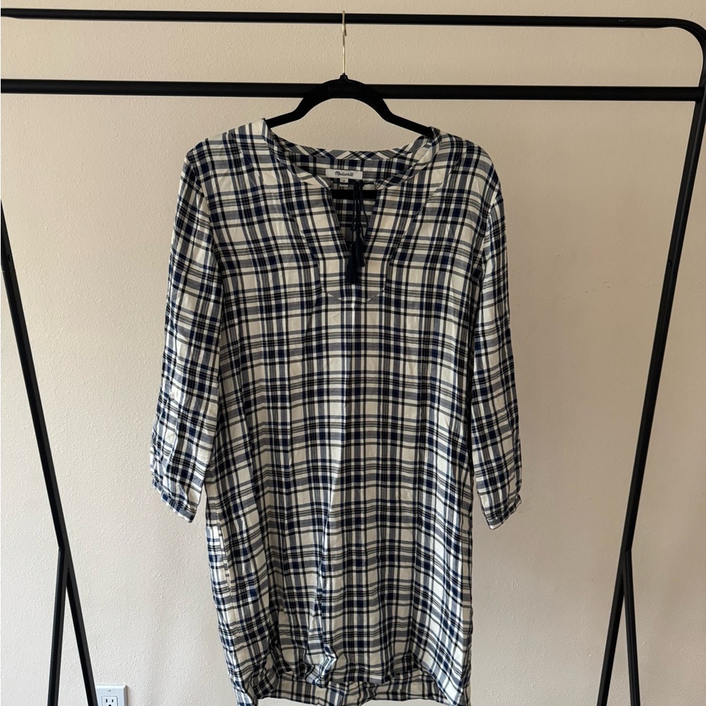 Madewell Navy and White Plaid Dress